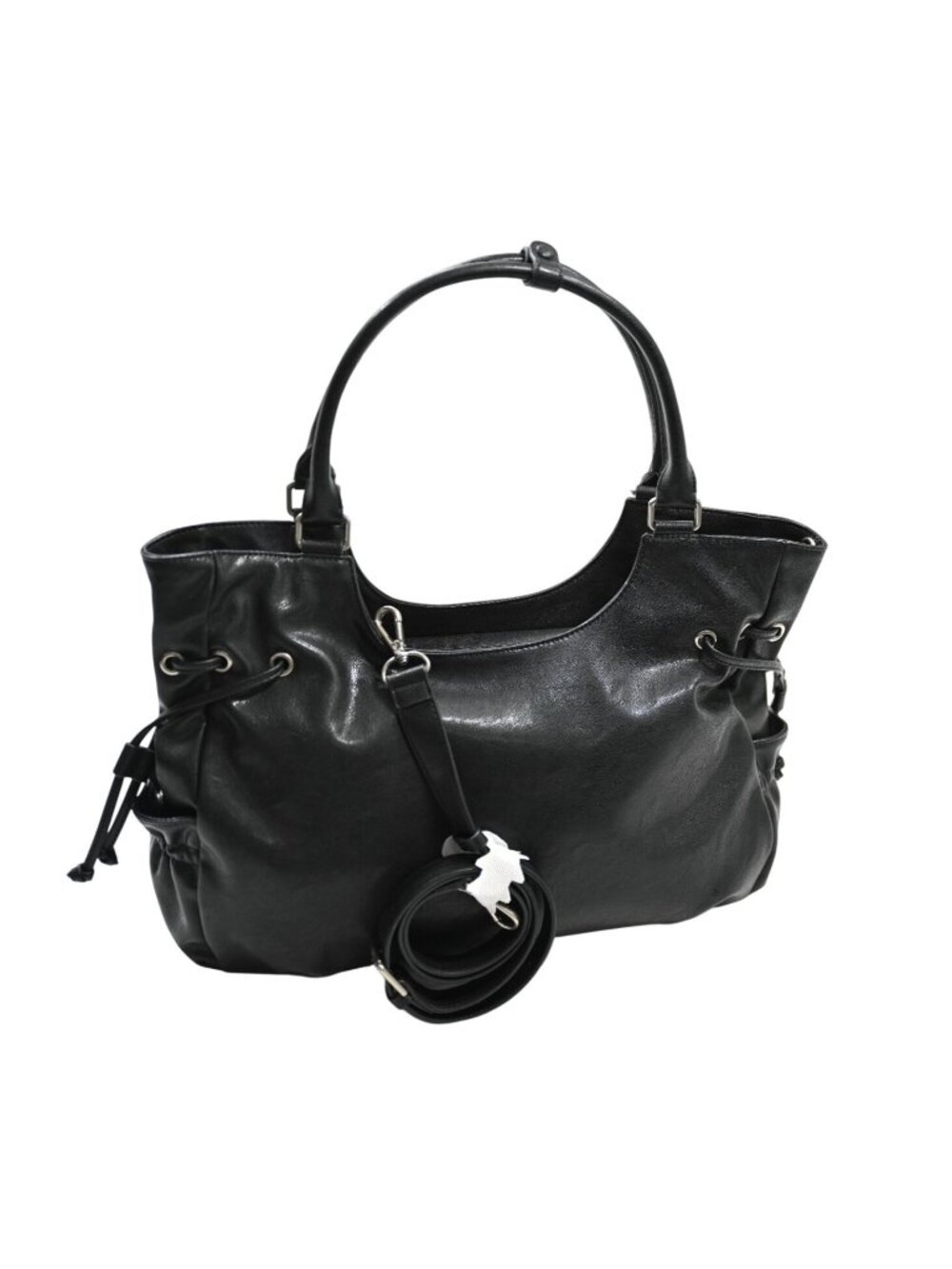 Stand Oil Breezy Faux Leather Handbag in Black